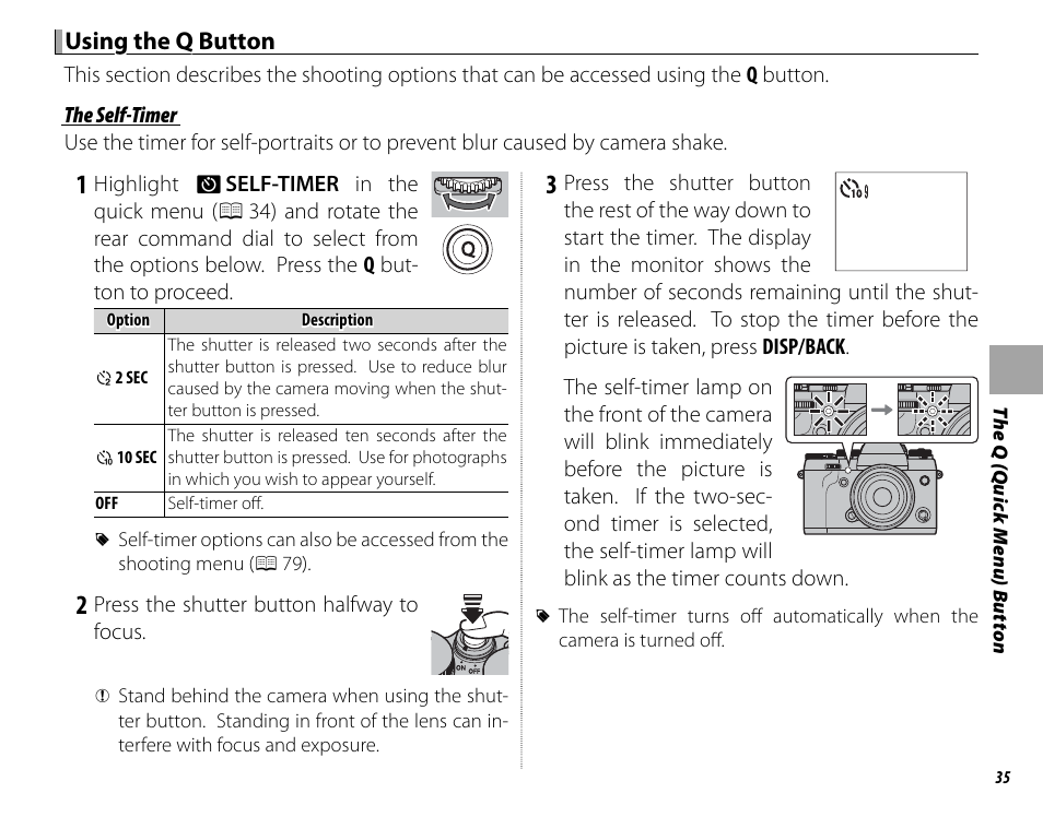 Using the q button | FujiFilm X-T1 User Manual | Page 51 / 152