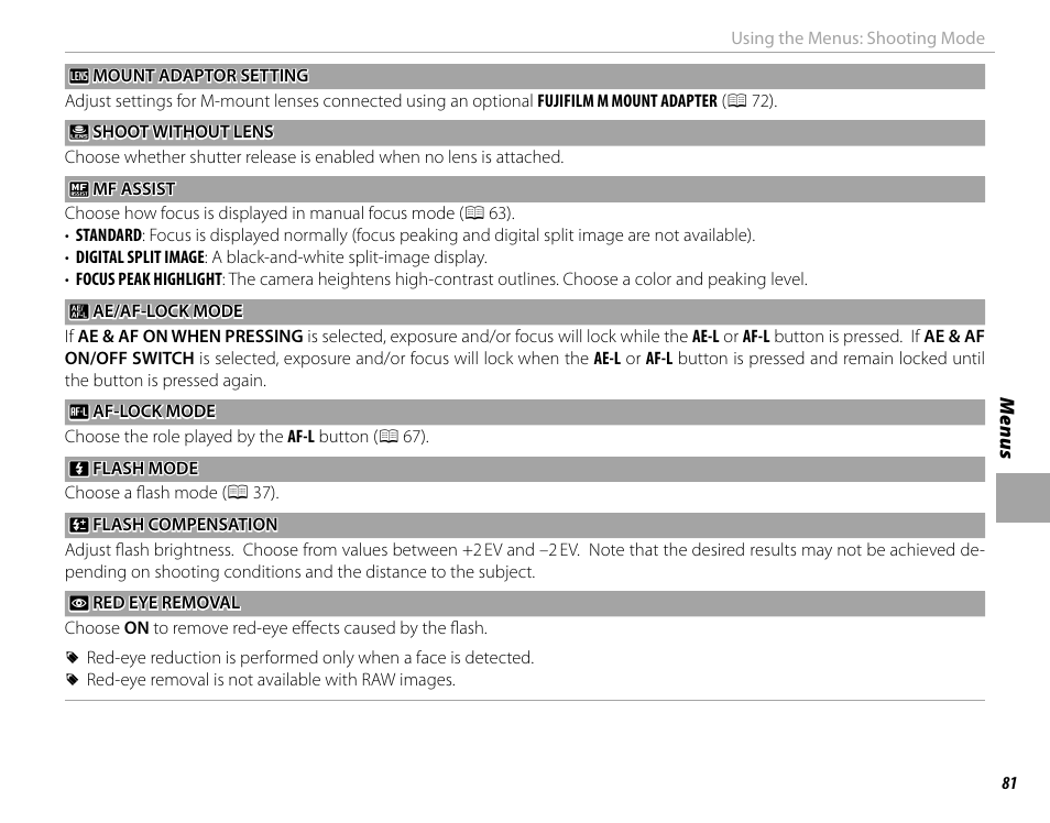 FujiFilm X-T1 User Manual | Page 97 / 152