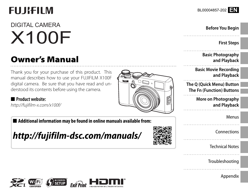 FujiFilm X100F User Manual | 188 pages