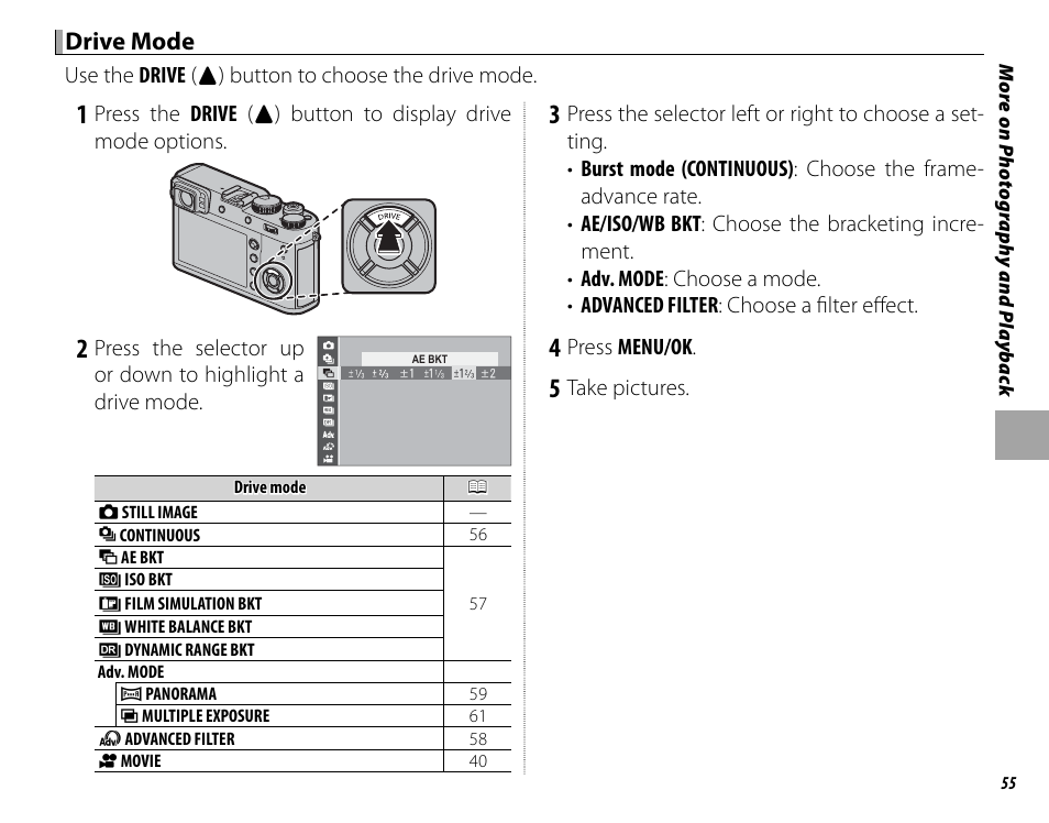 Drive mode | FujiFilm X100F User Manual | Page 71 / 188