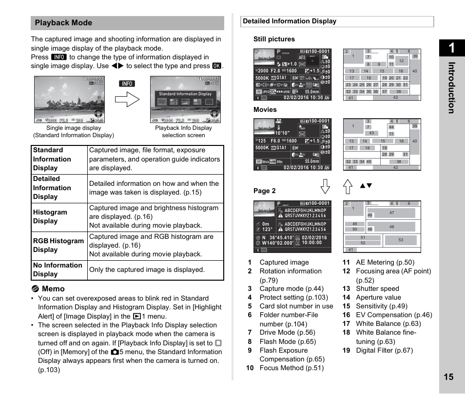 Playback mode, Still pictures movies page 2 | Ricoh Pentax К-1 User Manual | Page 17 / 140