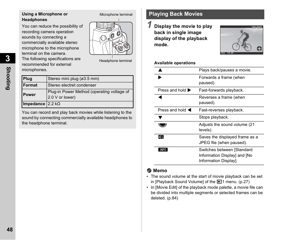 Playing back movies, P.48 | Ricoh Pentax К-1 User Manual | Page 50 / 140