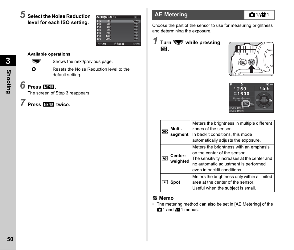 Ae metering, P.50, P.50) | Shoo ting 50 | Ricoh Pentax К-1 User Manual | Page 52 / 140