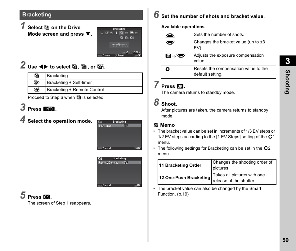 Bracketing, Ng (p.59, P.59) | P.59)/u, E (p.59), P.59 | Ricoh Pentax К-1 User Manual | Page 61 / 140