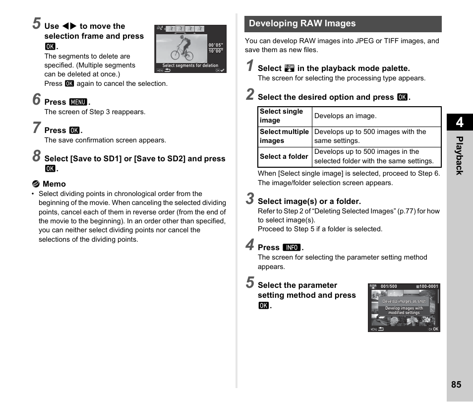 Developing raw images, So be set. (p.85), P.85 | P.85) | Ricoh Pentax К-1 User Manual | Page 87 / 140