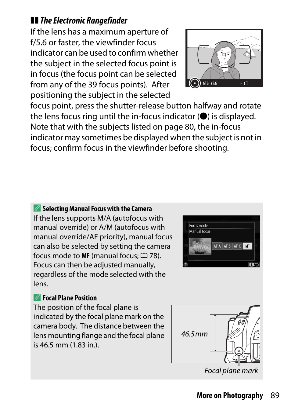 The electronic rangefinder | Nikon D5500 User Manual | Page 113 / 436