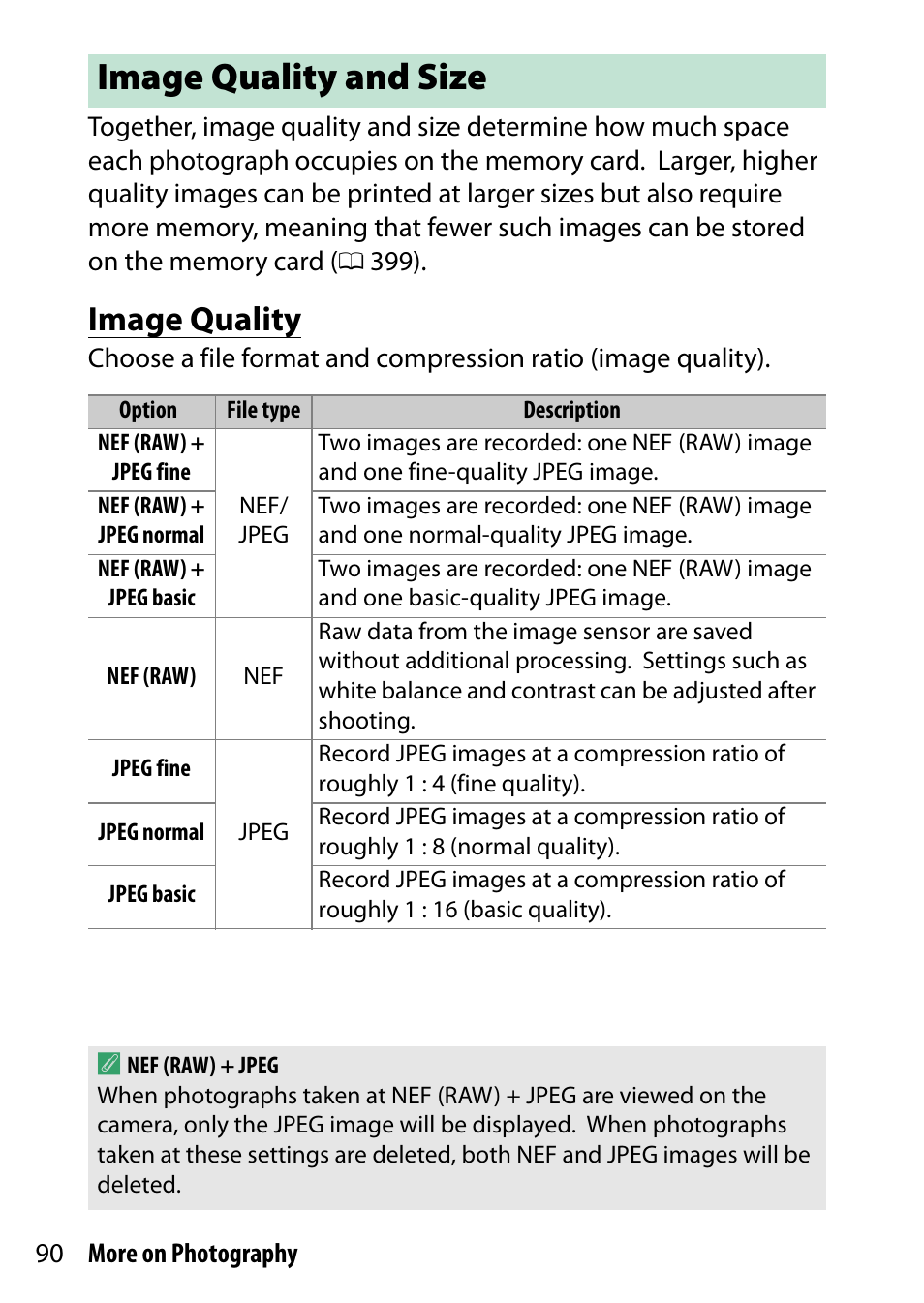 Image quality and size, Image quality | Nikon D5500 User Manual | Page 114 / 436