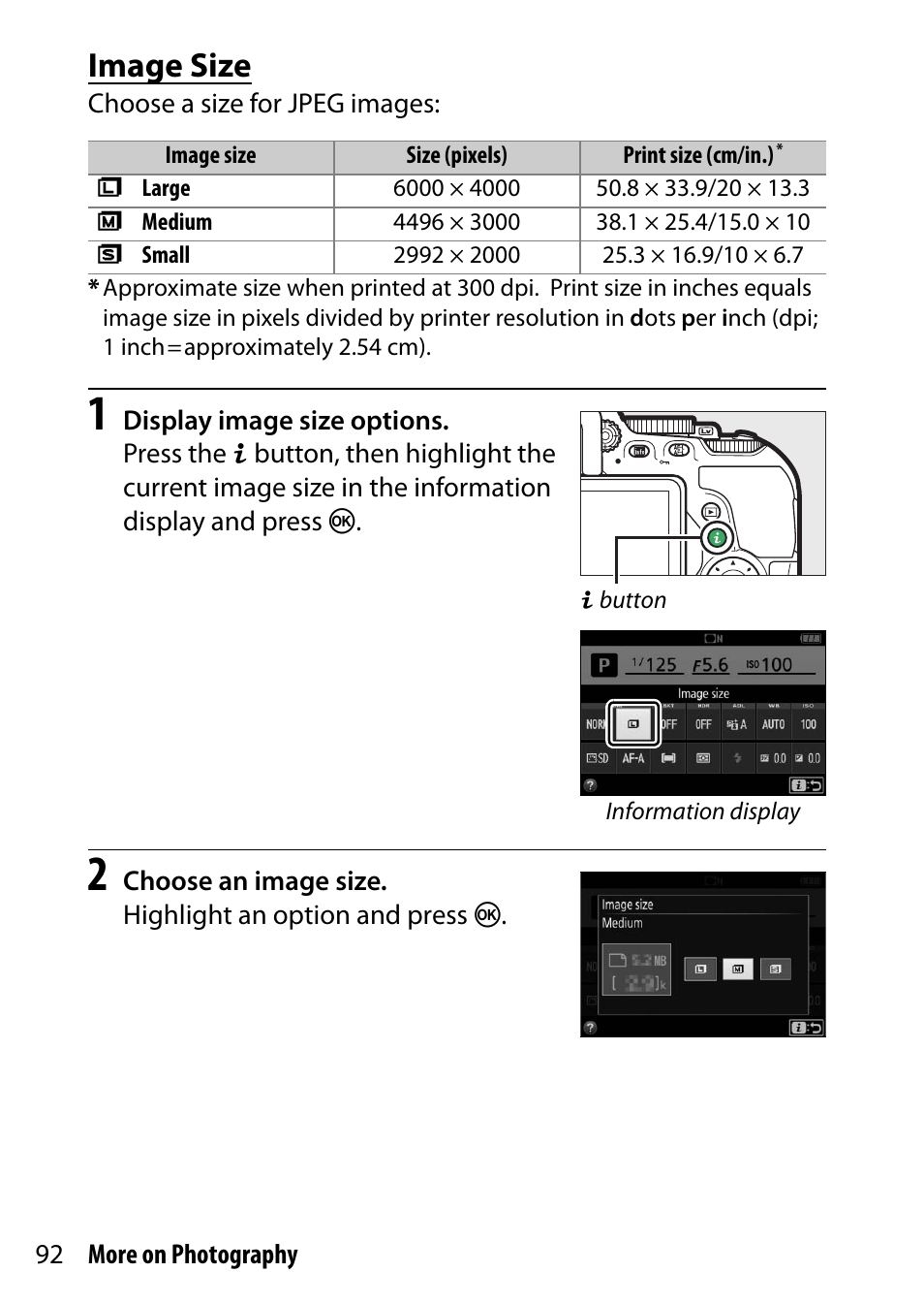 Image size | Nikon D5500 User Manual | Page 116 / 436