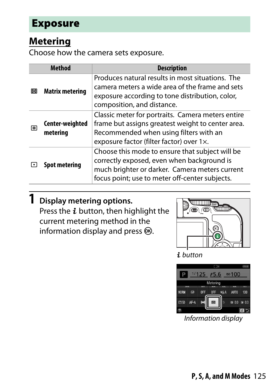 Exposure, Metering | Nikon D5500 User Manual | Page 149 / 436