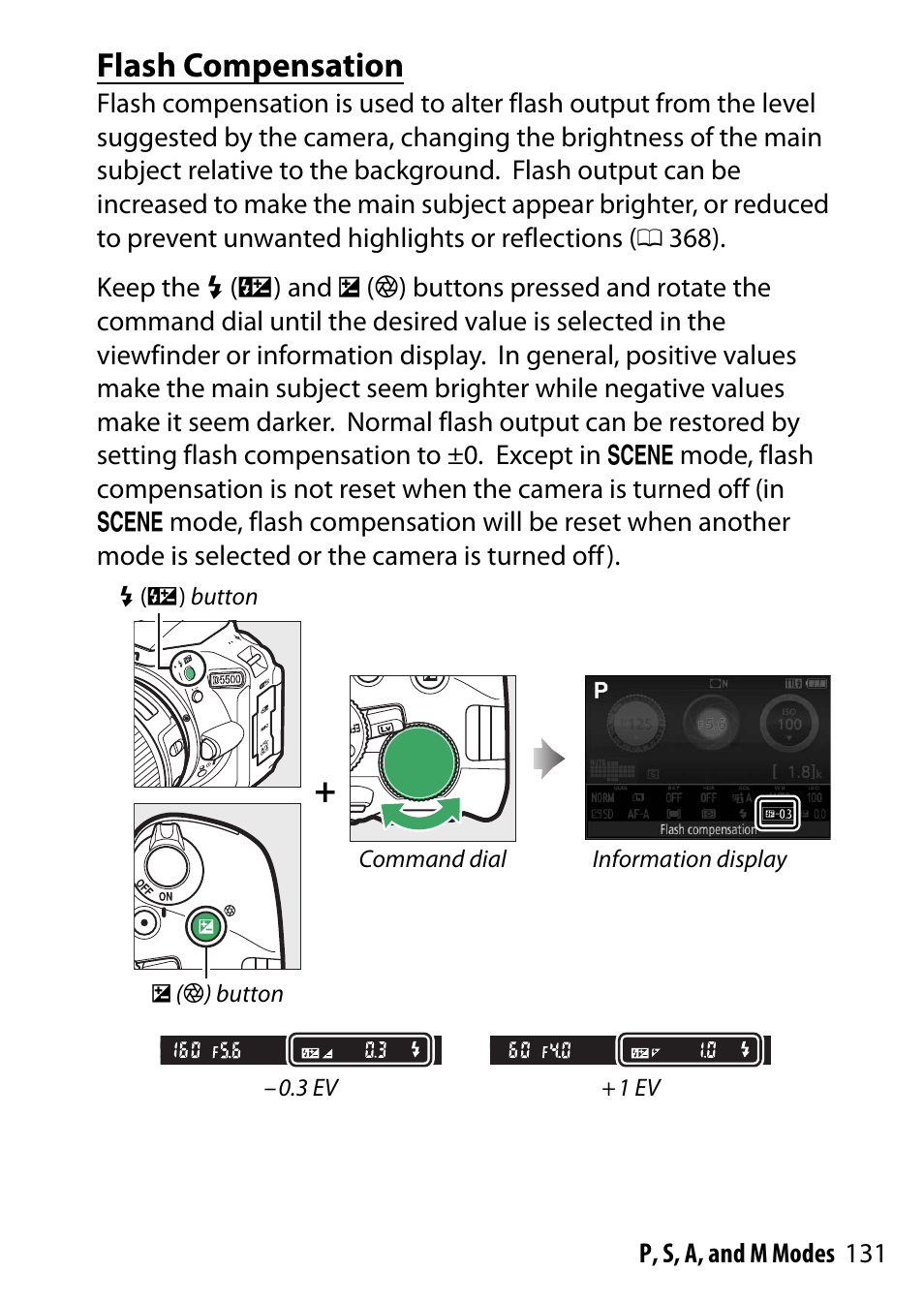 Flash compensation | Nikon D5500 User Manual | Page 155 / 436