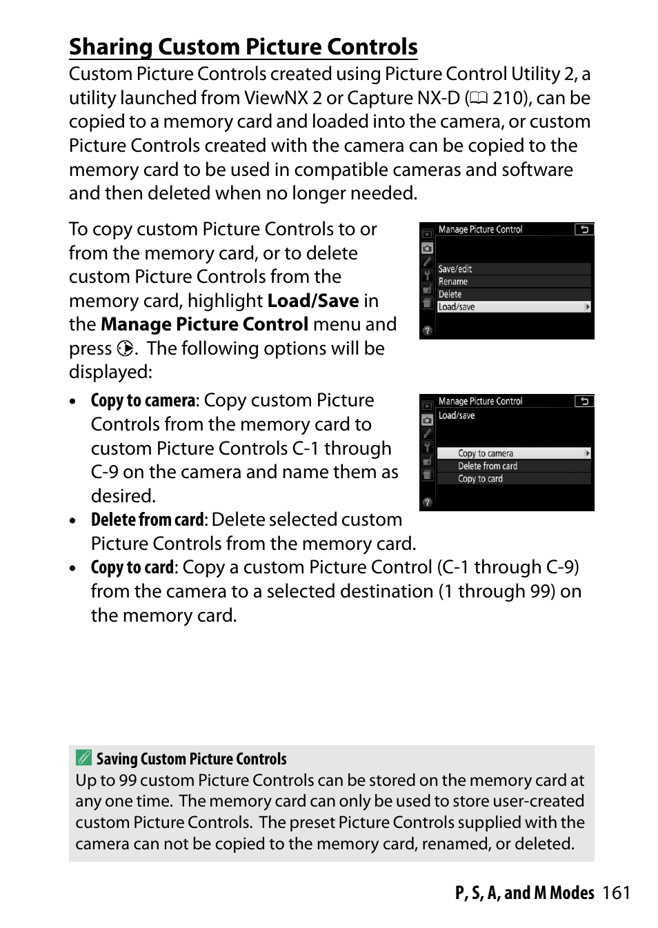 Sharing custom picture controls | Nikon D5500 User Manual | Page 185 / 436
