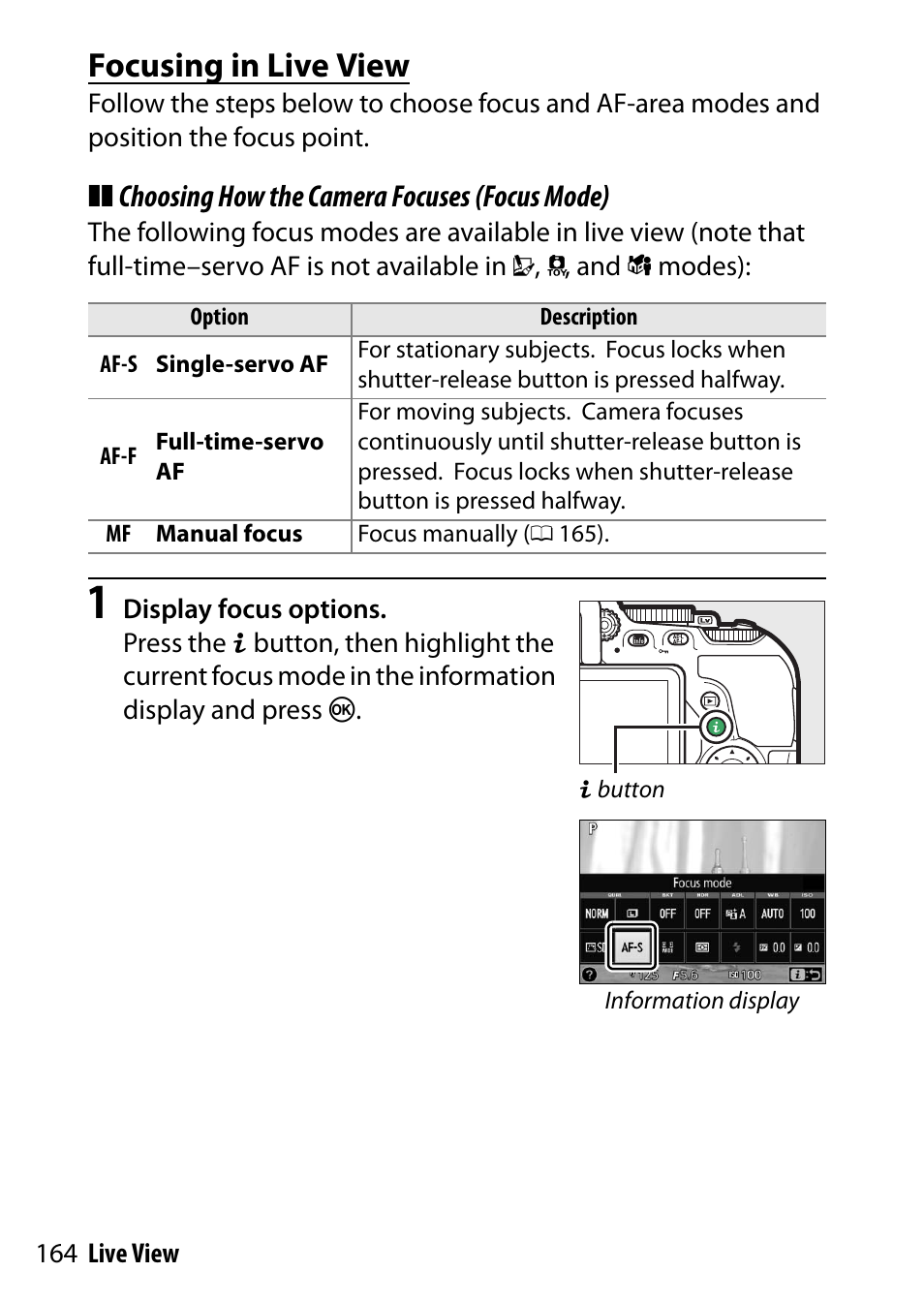 Focusing in live view | Nikon D5500 User Manual | Page 188 / 436