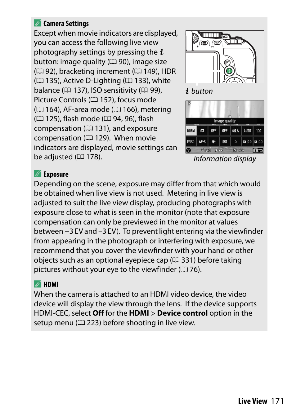 171 live view a | Nikon D5500 User Manual | Page 195 / 436