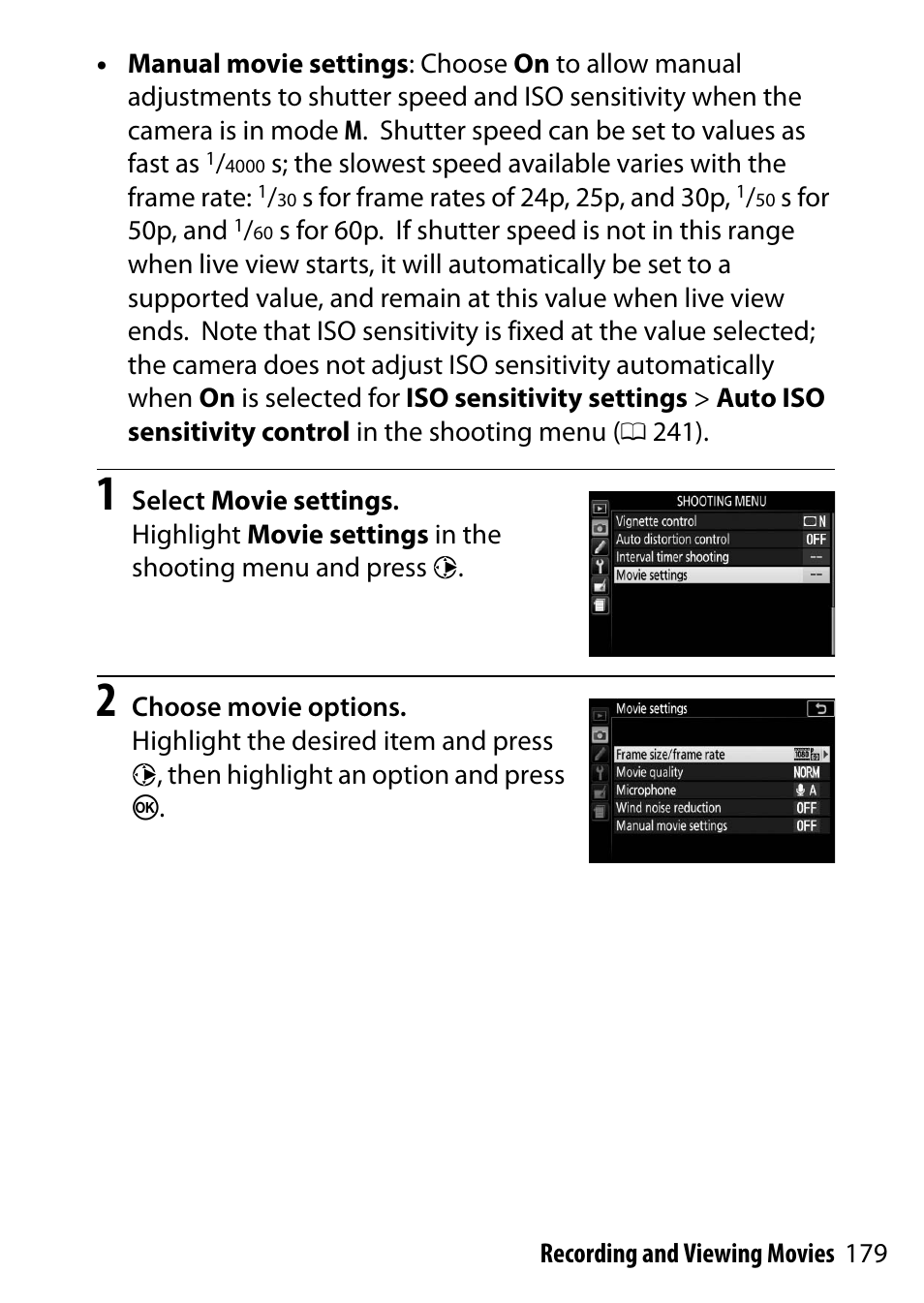 0 179) an | Nikon D5500 User Manual | Page 203 / 436