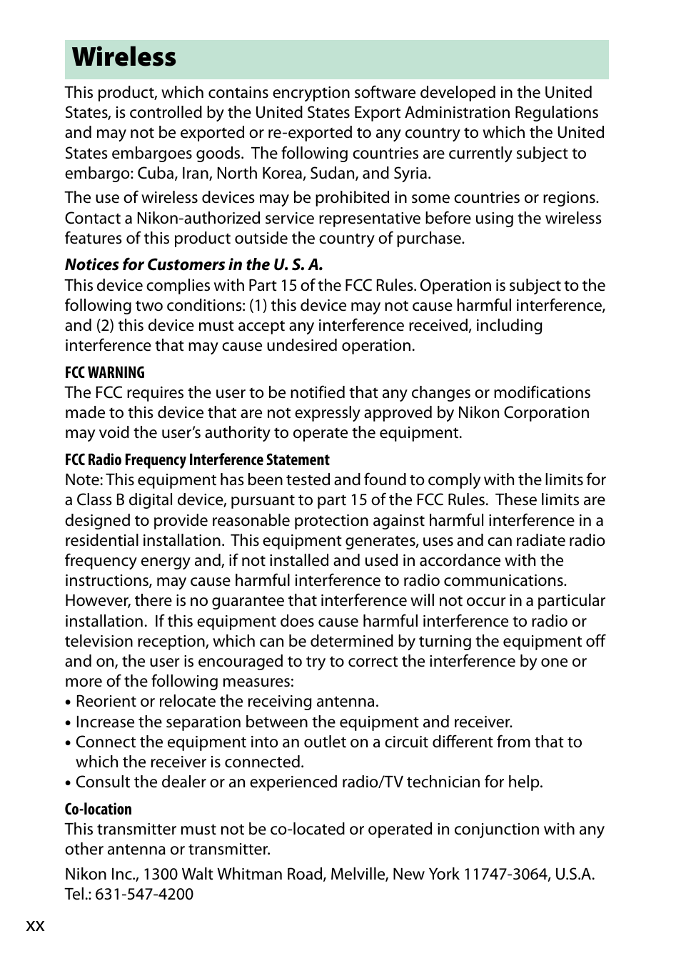 Wireless | Nikon D5500 User Manual | Page 22 / 436