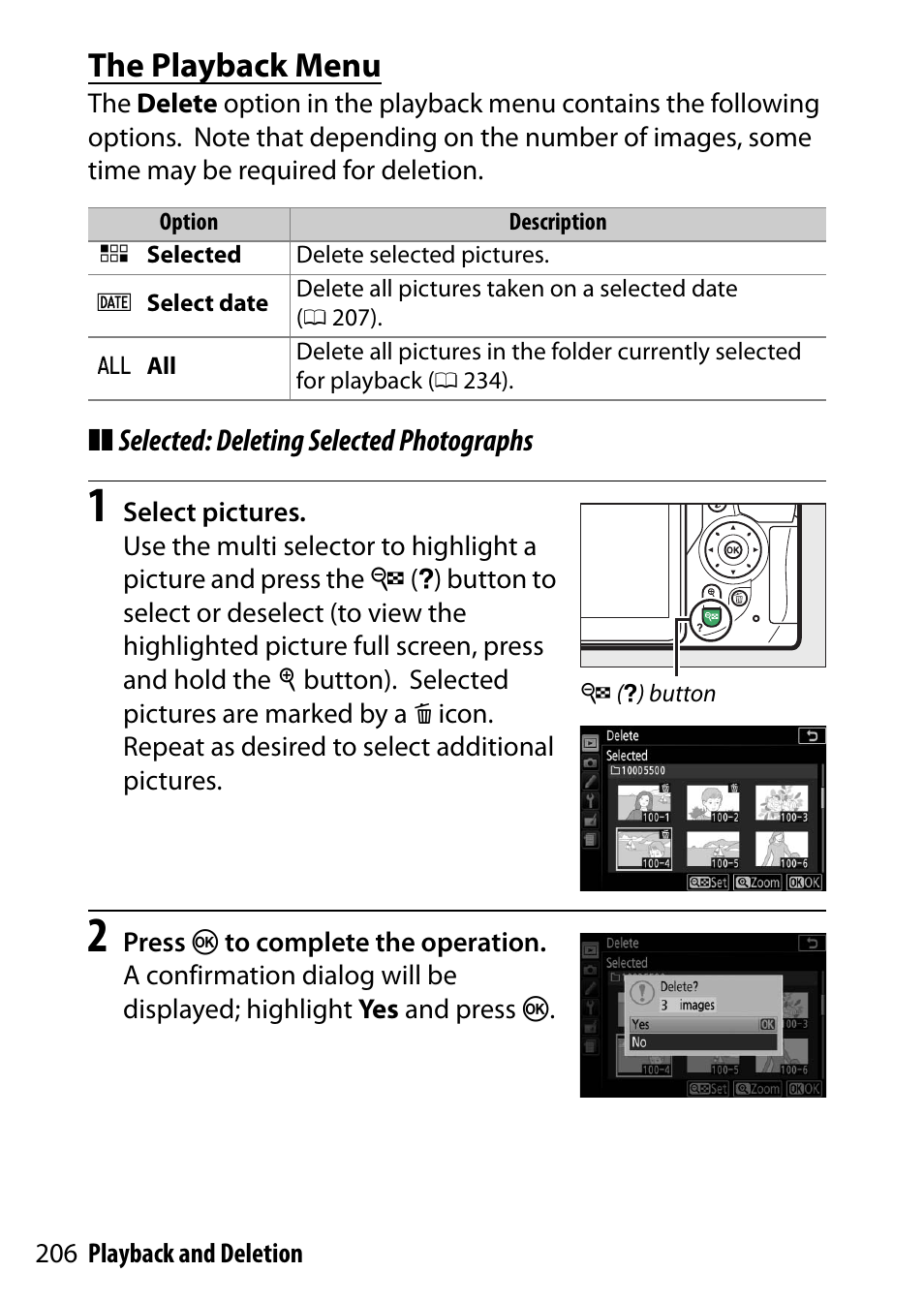 The playback menu | Nikon D5500 User Manual | Page 230 / 436