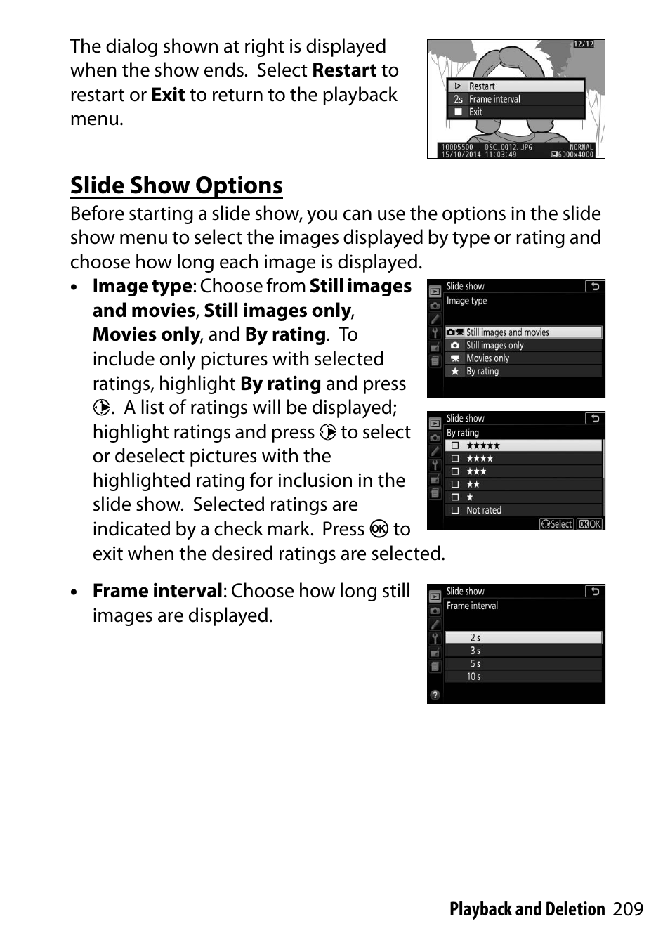 Slide show options | Nikon D5500 User Manual | Page 233 / 436