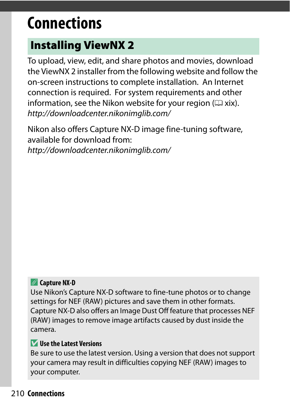 Connections, Installing viewnx 2 | Nikon D5500 User Manual | Page 234 / 436