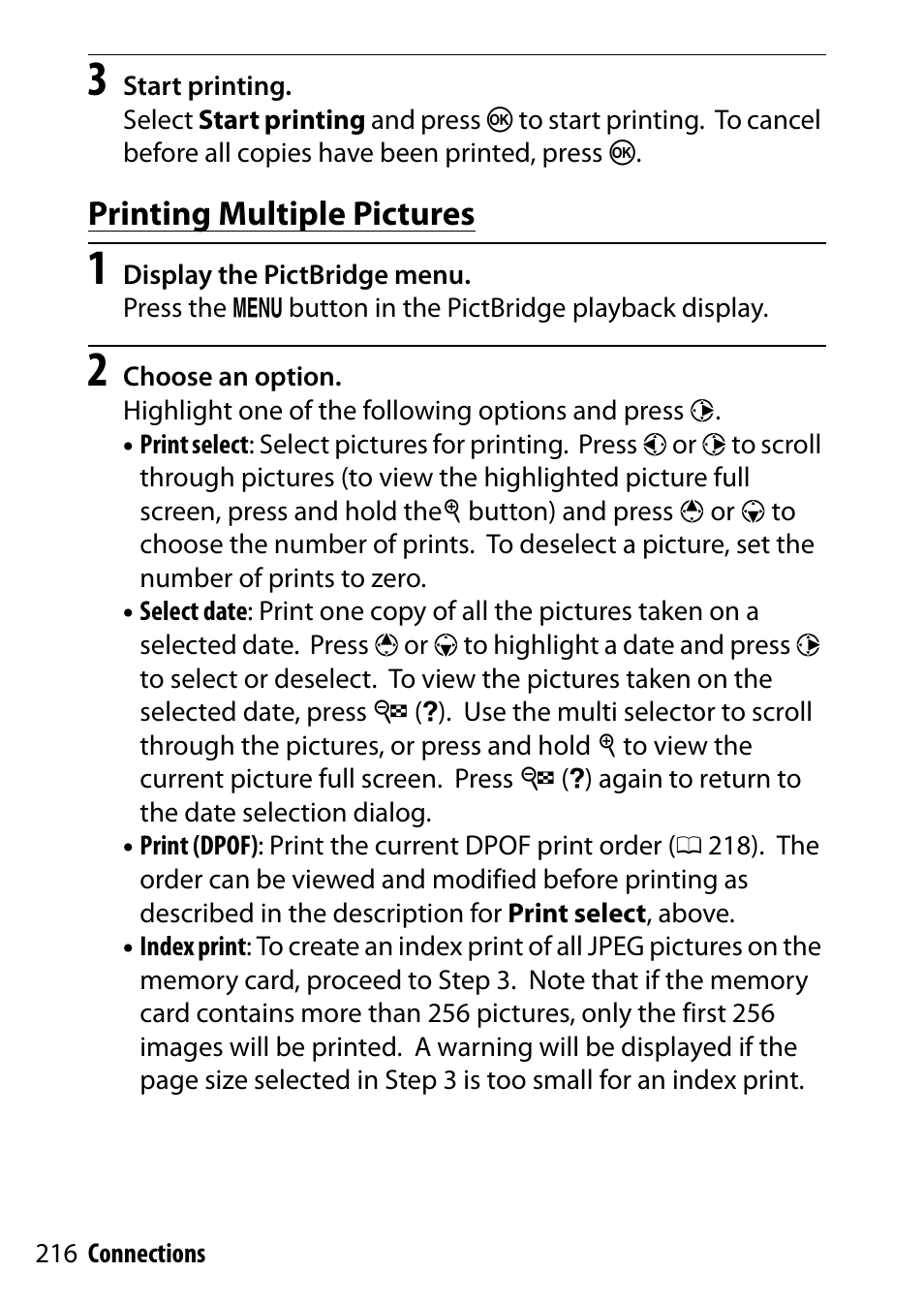 Printing multiple pictures | Nikon D5500 User Manual | Page 240 / 436