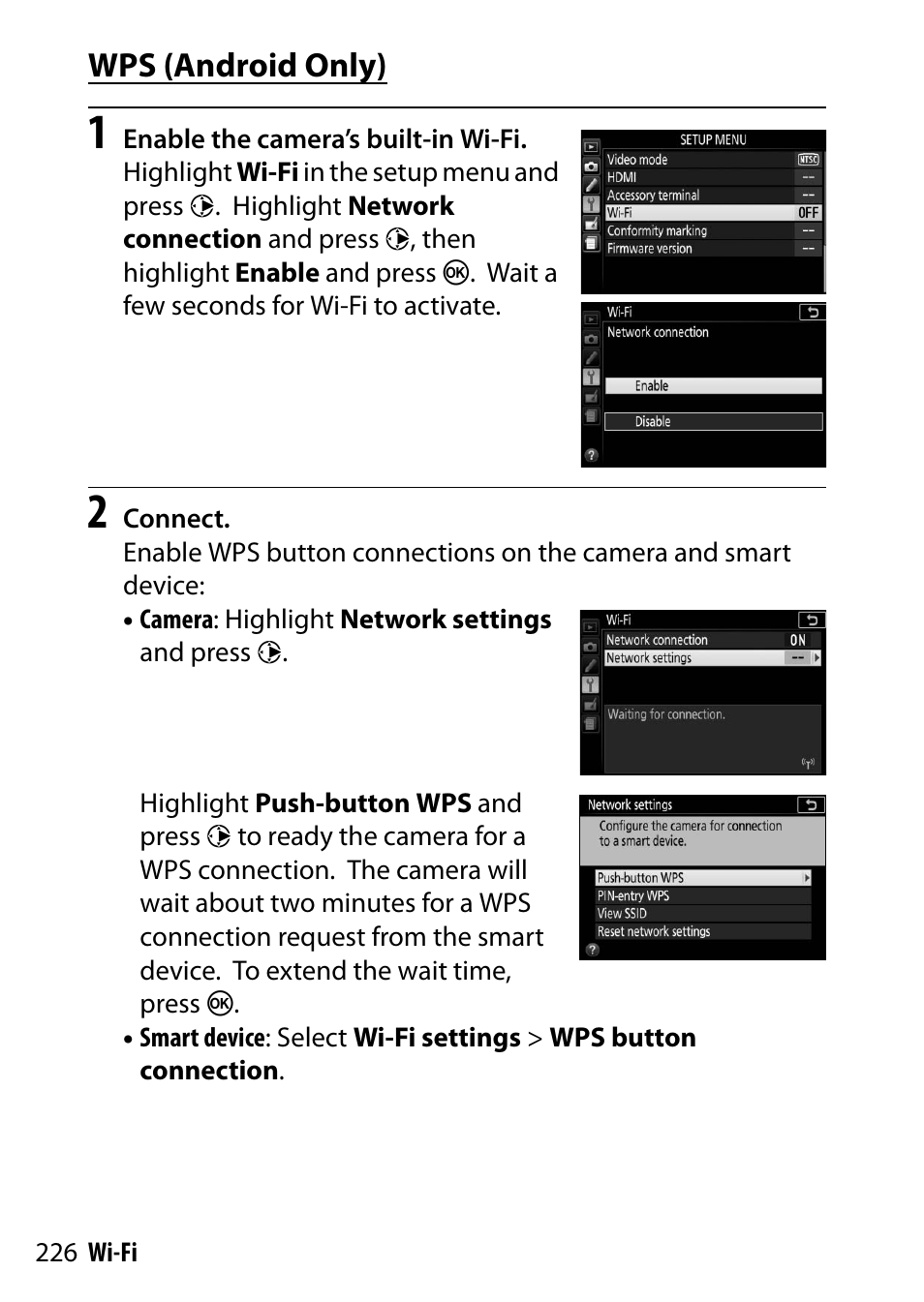 Wps (android only) | Nikon D5500 User Manual | Page 250 / 436