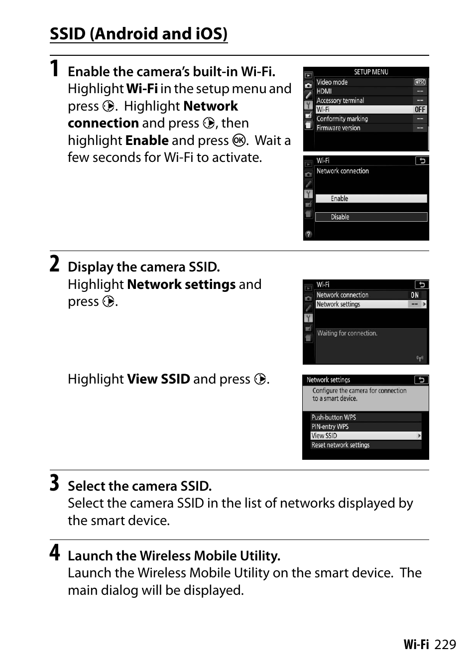 Ssid (android and ios) | Nikon D5500 User Manual | Page 253 / 436