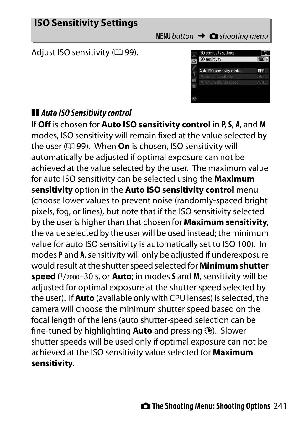 Iso sensitivity settings | Nikon D5500 User Manual | Page 265 / 436