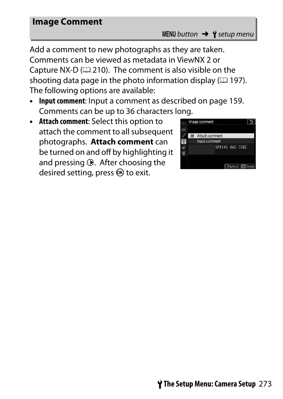 Image comment | Nikon D5500 User Manual | Page 297 / 436