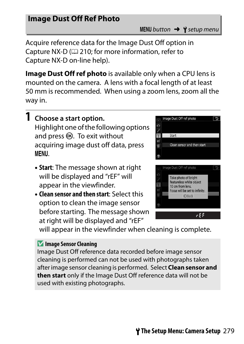 Image dust off ref photo | Nikon D5500 User Manual | Page 303 / 436