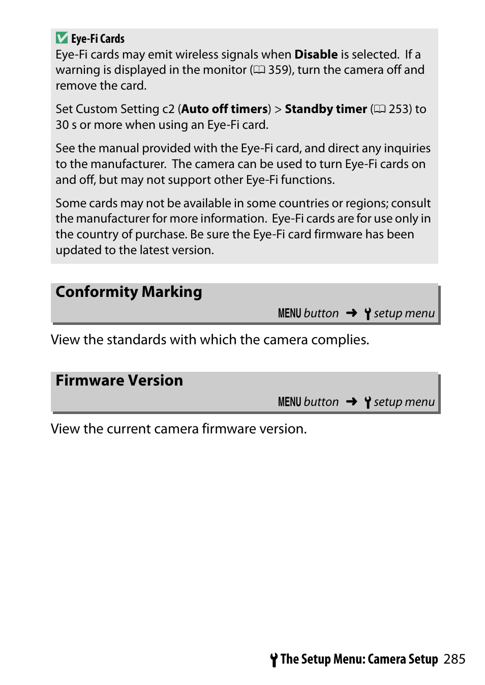 Conformity marking, Firmware version | Nikon D5500 User Manual | Page 309 / 436