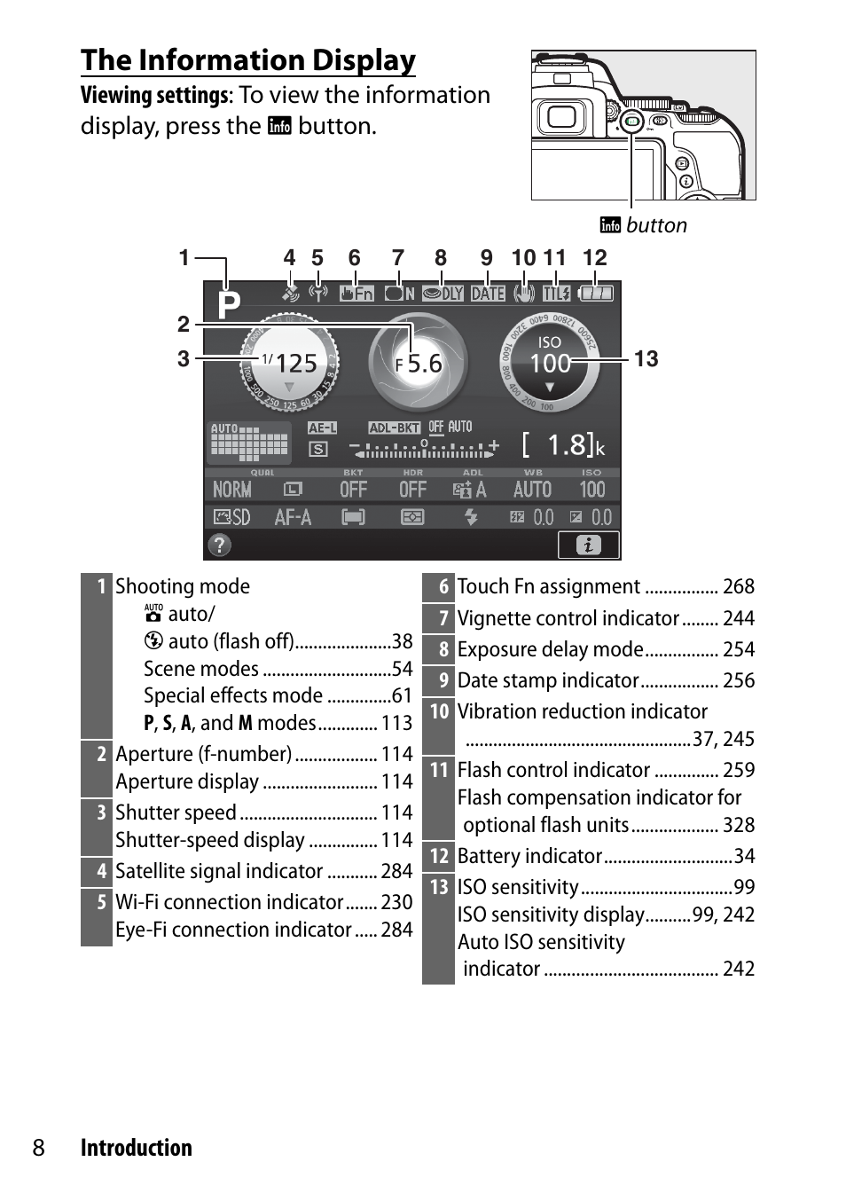 The information display | Nikon D5500 User Manual | Page 32 / 436