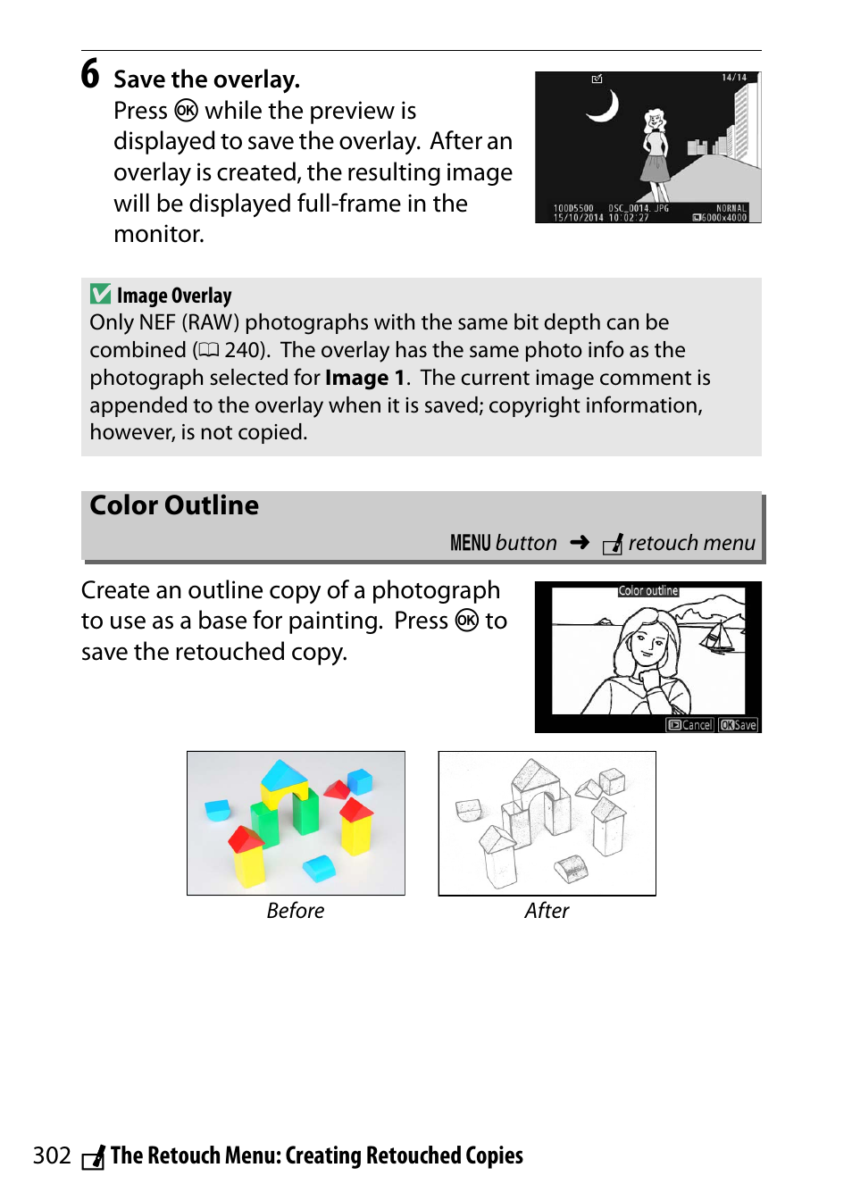 Color outline | Nikon D5500 User Manual | Page 326 / 436