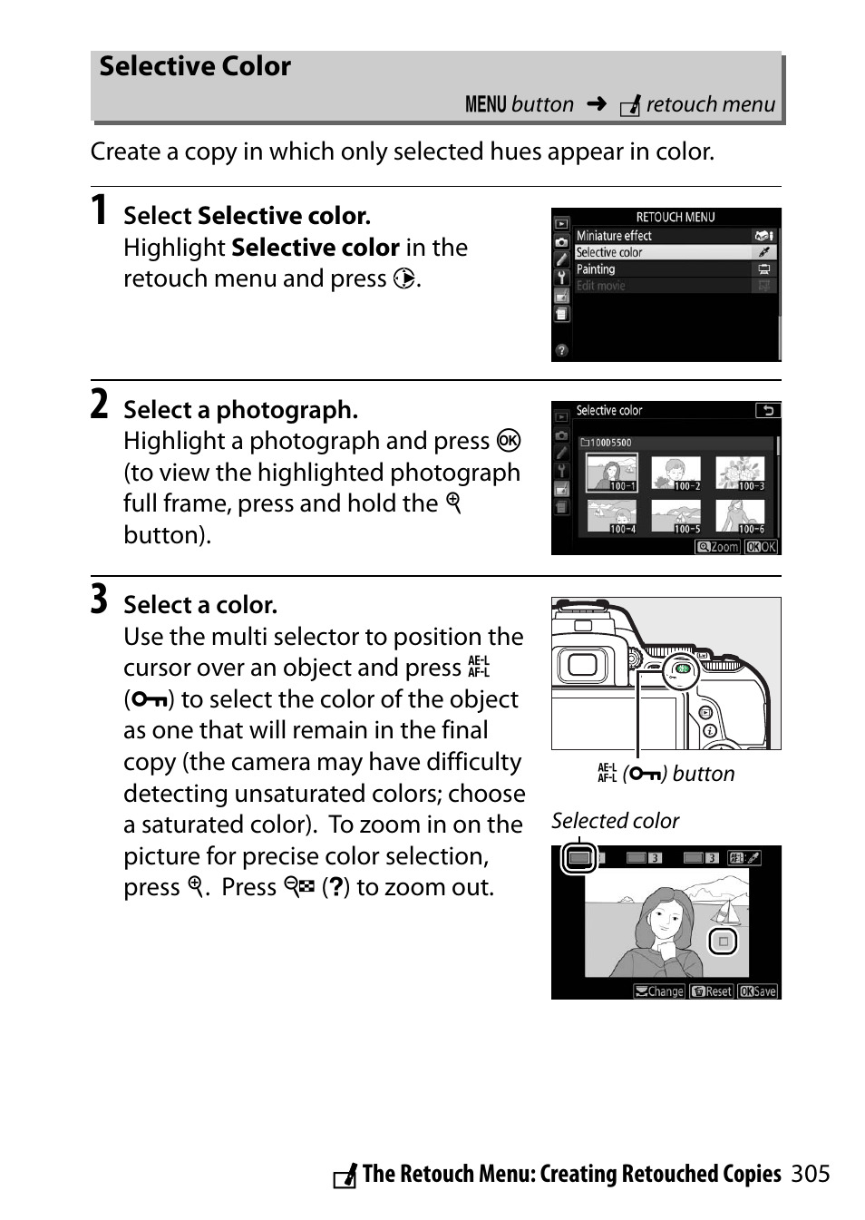 Selective color | Nikon D5500 User Manual | Page 329 / 436