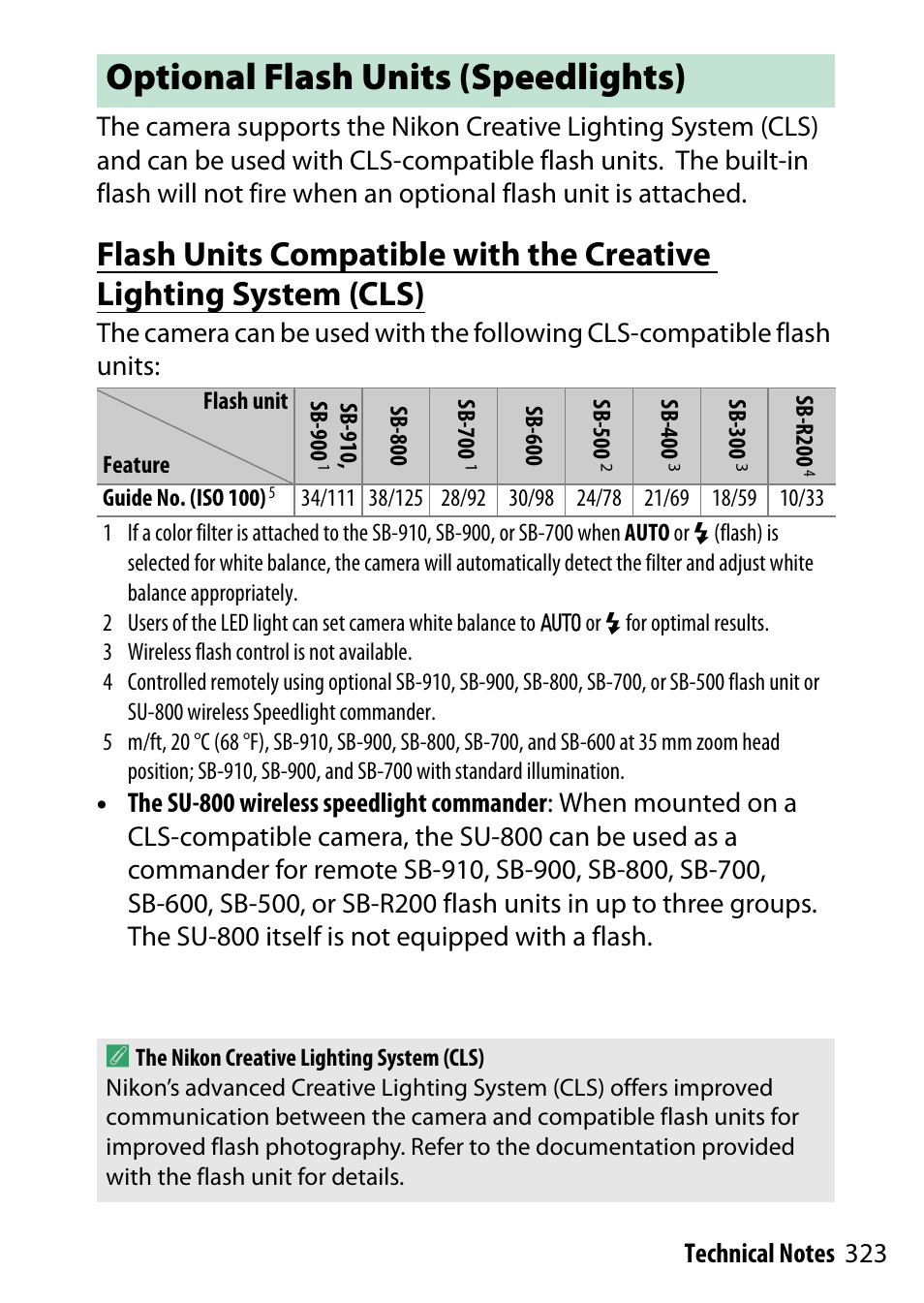 Optional flash units (speedlights) | Nikon D5500 User Manual | Page 347 / 436