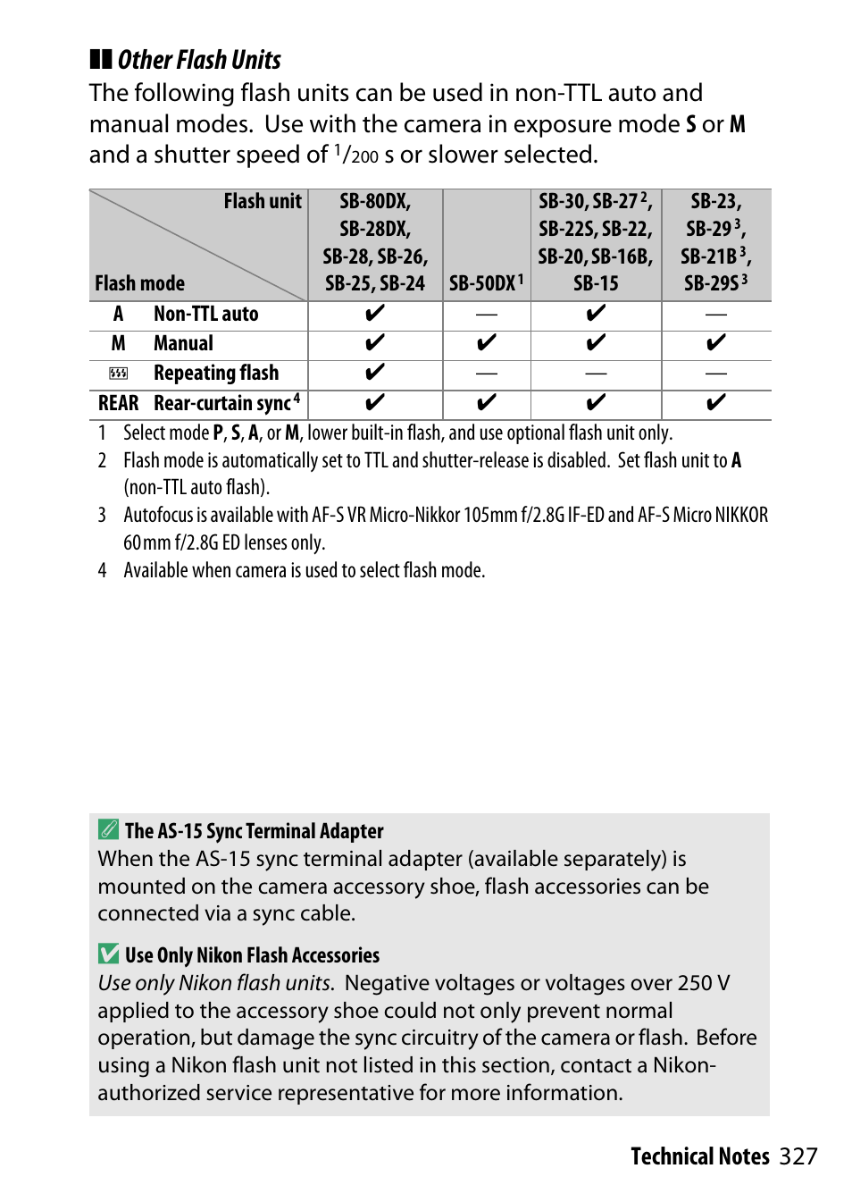 Other flash units, S or slower selected | Nikon D5500 User Manual | Page 351 / 436