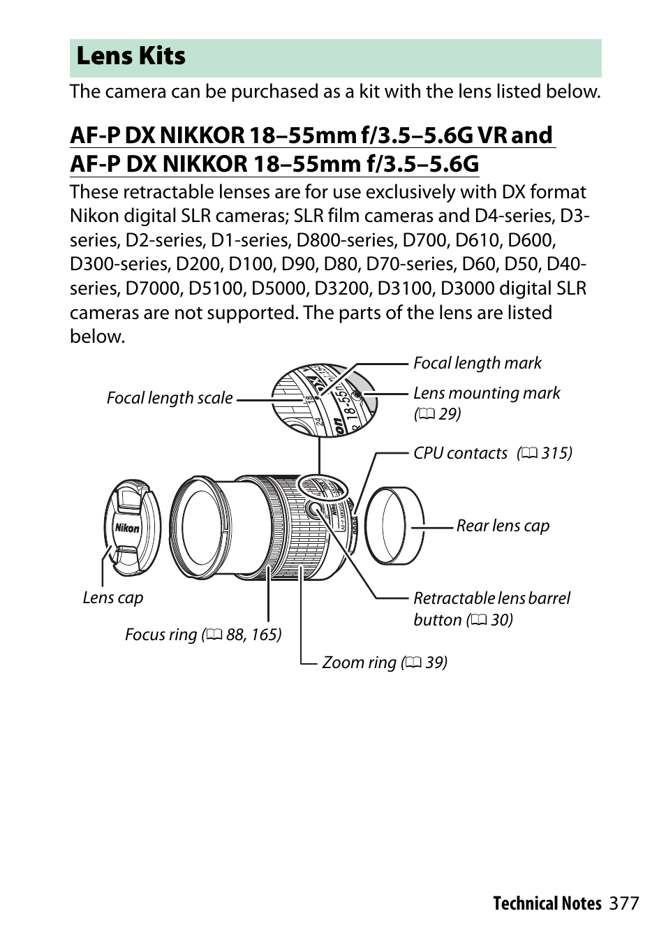 Lens kits | Nikon D5500 User Manual | Page 401 / 436