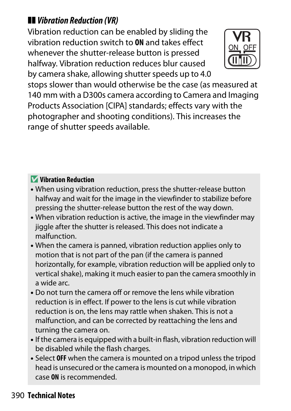 Vibration reduction (vr) | Nikon D5500 User Manual | Page 414 / 436