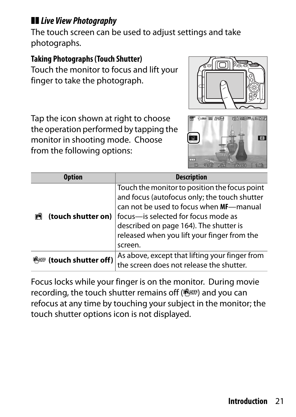 Live view photography | Nikon D5500 User Manual | Page 45 / 436