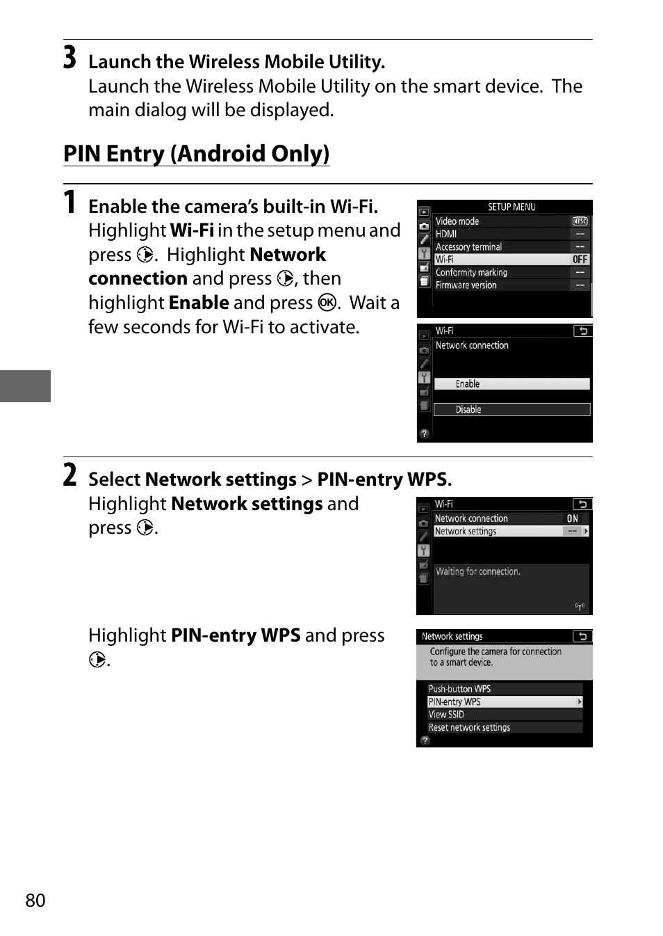 Pin entry (android only) | Nikon D5500 User Manual | Page 102 / 156