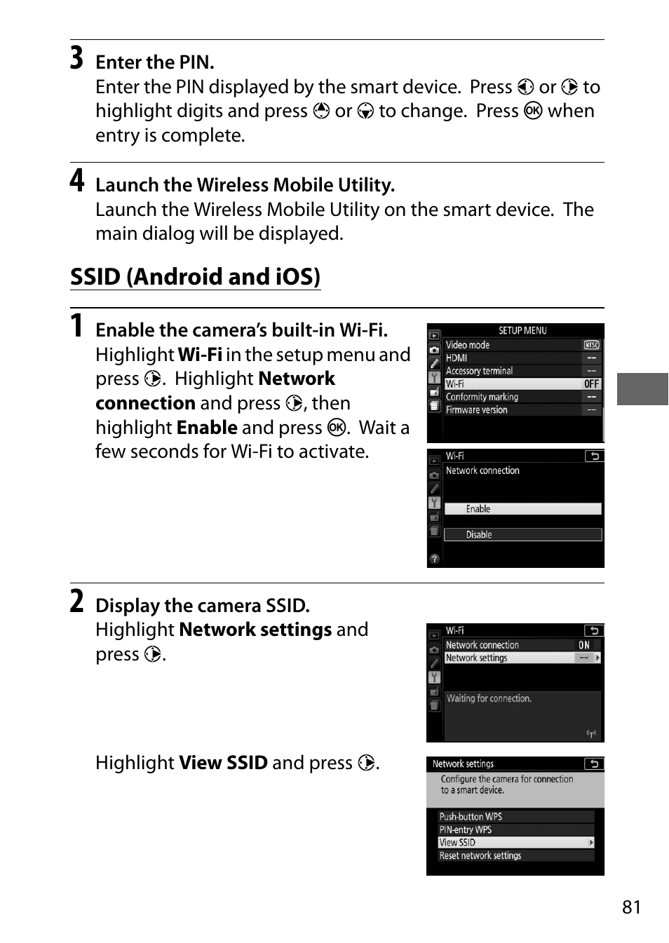 Ssid (android and ios) | Nikon D5500 User Manual | Page 103 / 156