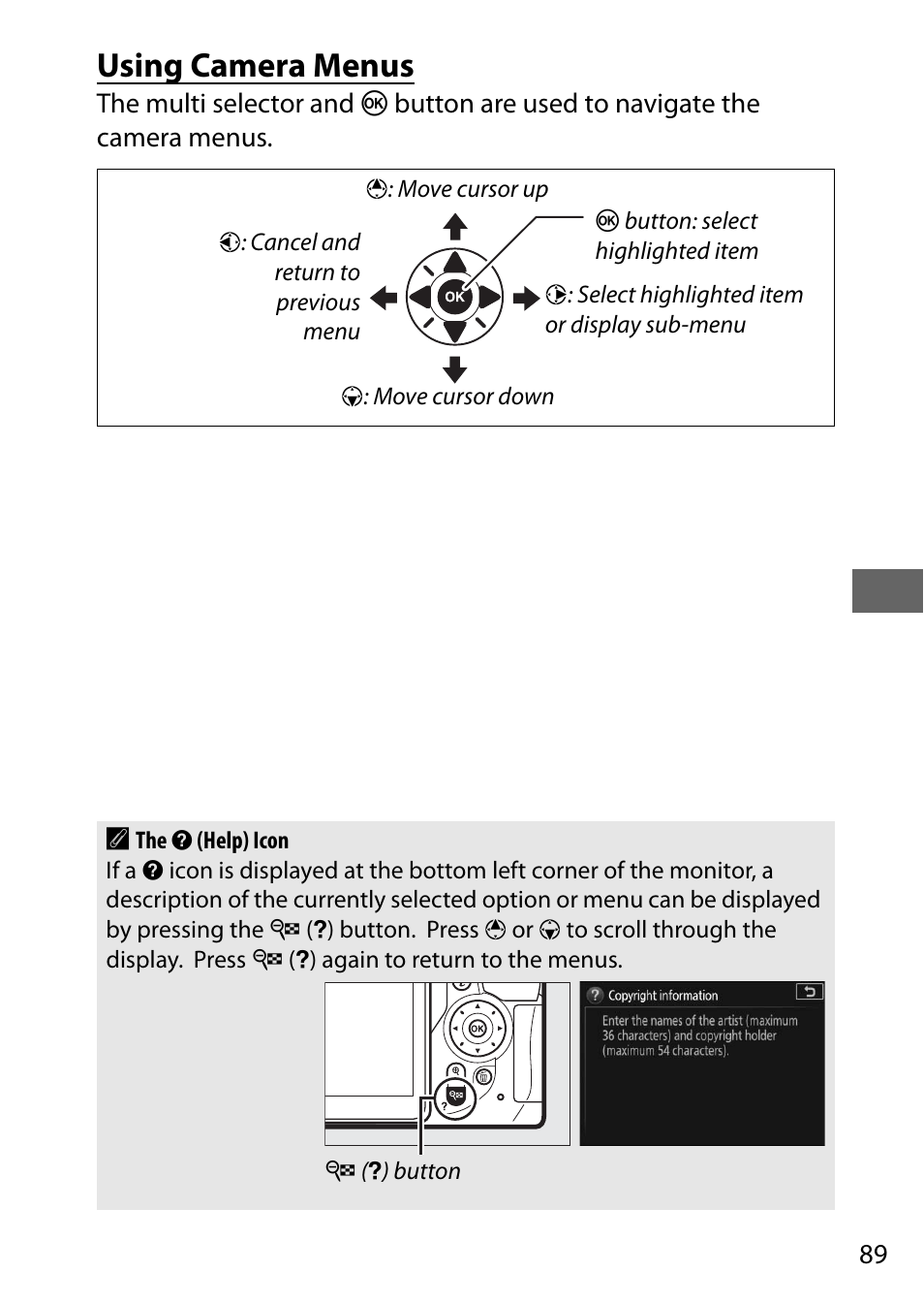 Using camera menus | Nikon D5500 User Manual | Page 111 / 156
