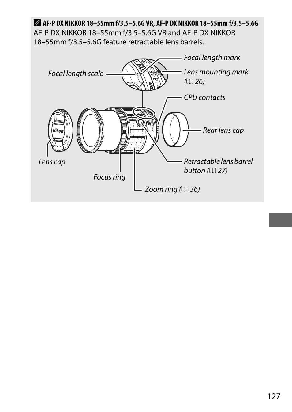 127 a | Nikon D5500 User Manual | Page 149 / 156