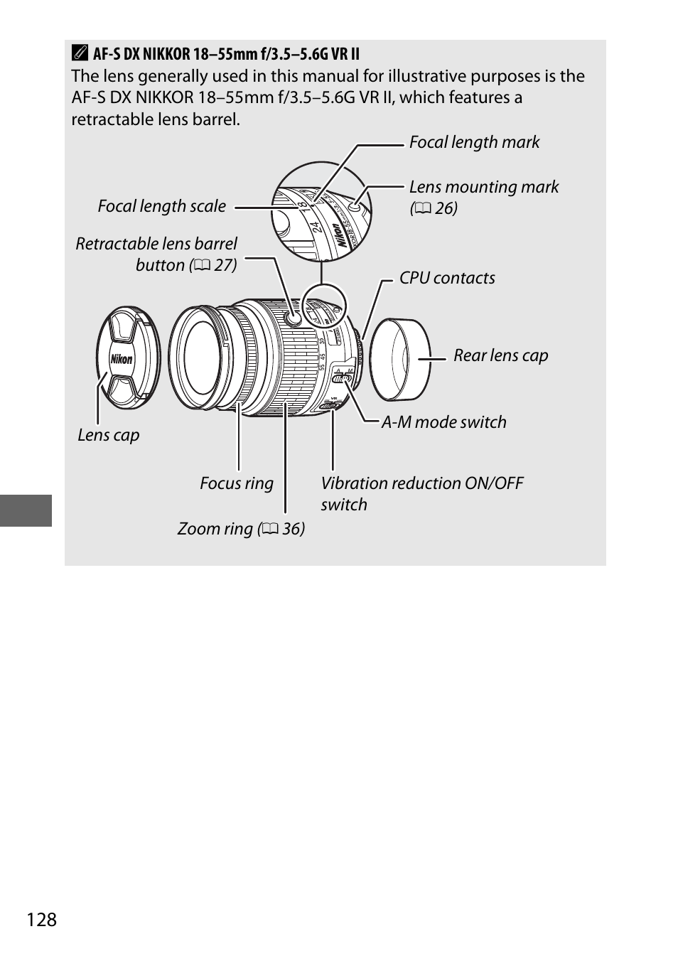 128 a | Nikon D5500 User Manual | Page 150 / 156