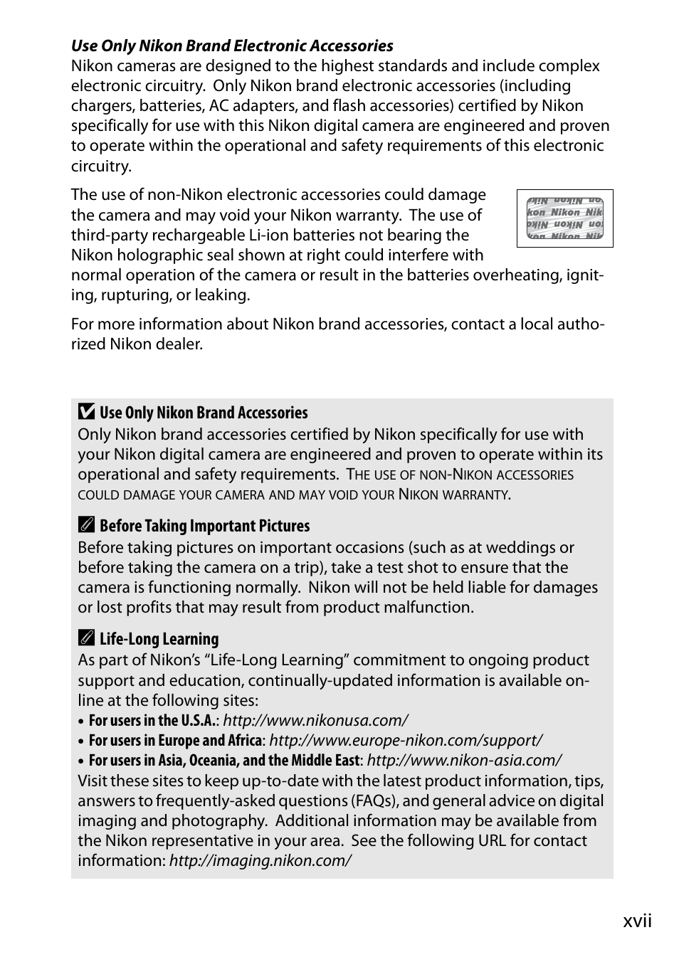 Xvii | Nikon D5500 User Manual | Page 19 / 156