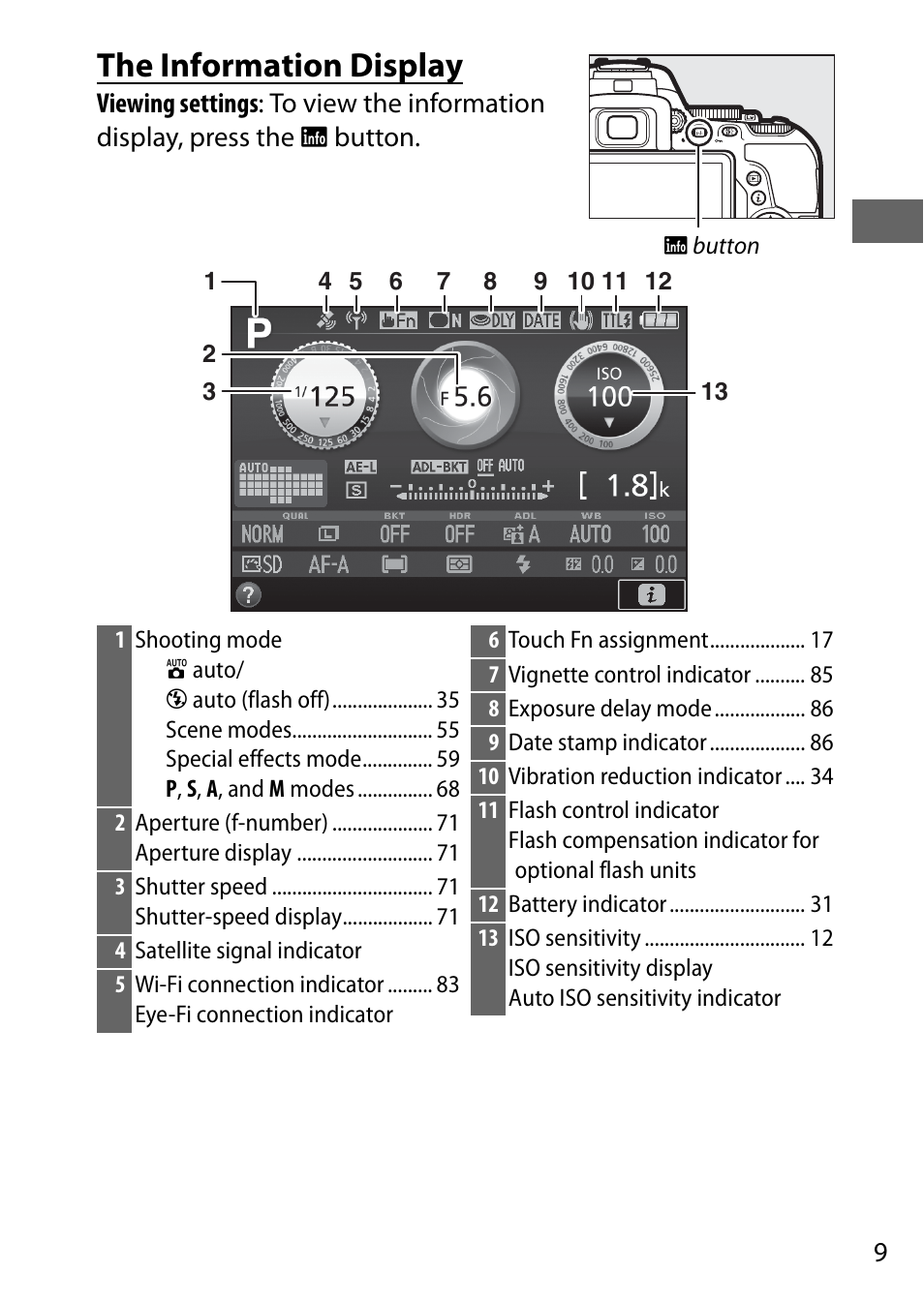 The information display | Nikon D5500 User Manual | Page 31 / 156