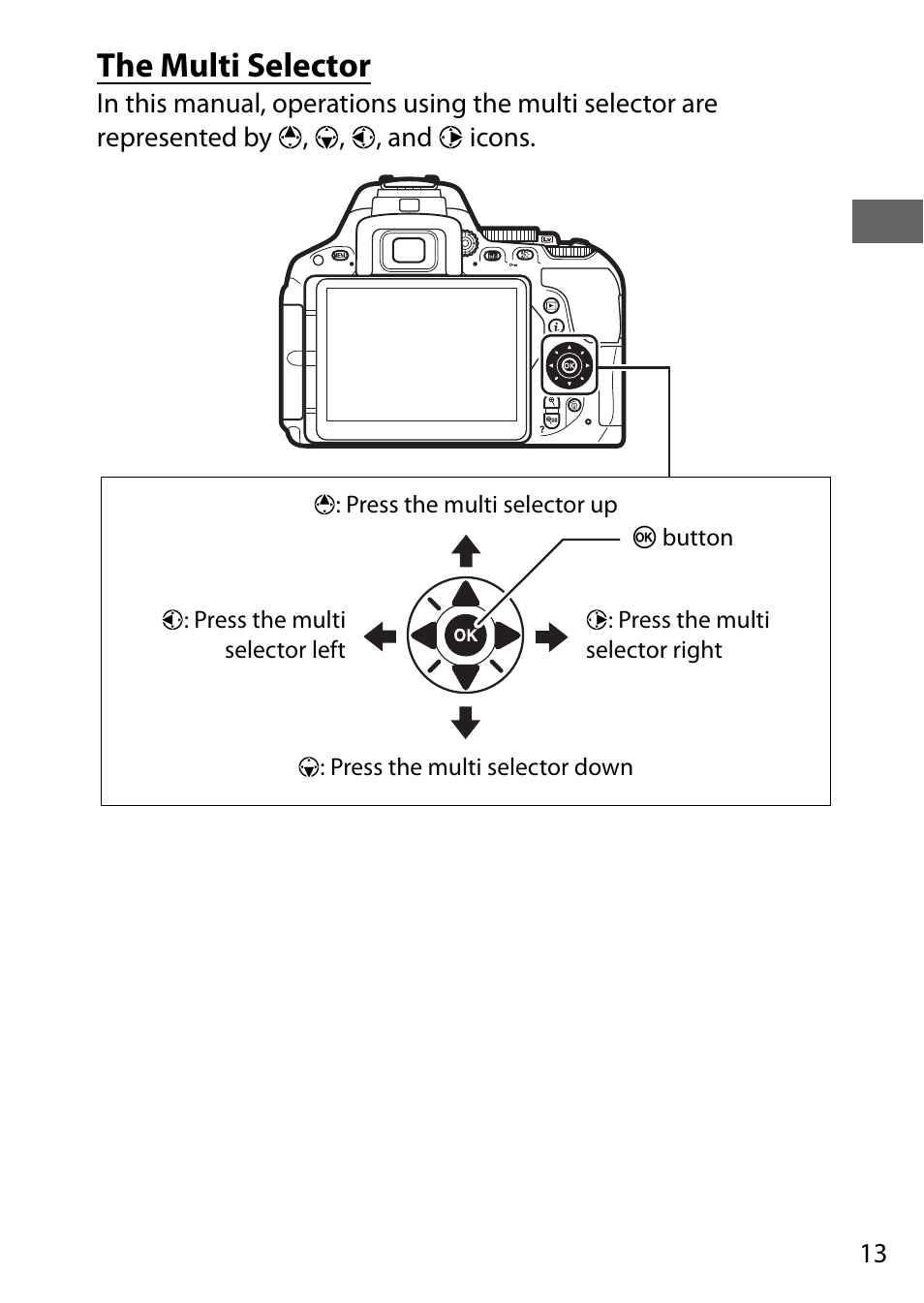 The multi selector | Nikon D5500 User Manual | Page 35 / 156