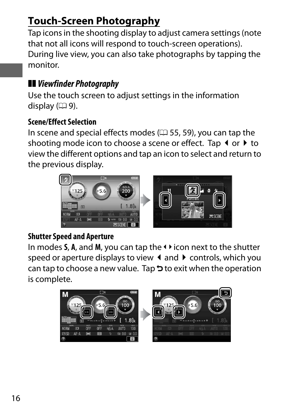 Touch-screen photography | Nikon D5500 User Manual | Page 38 / 156