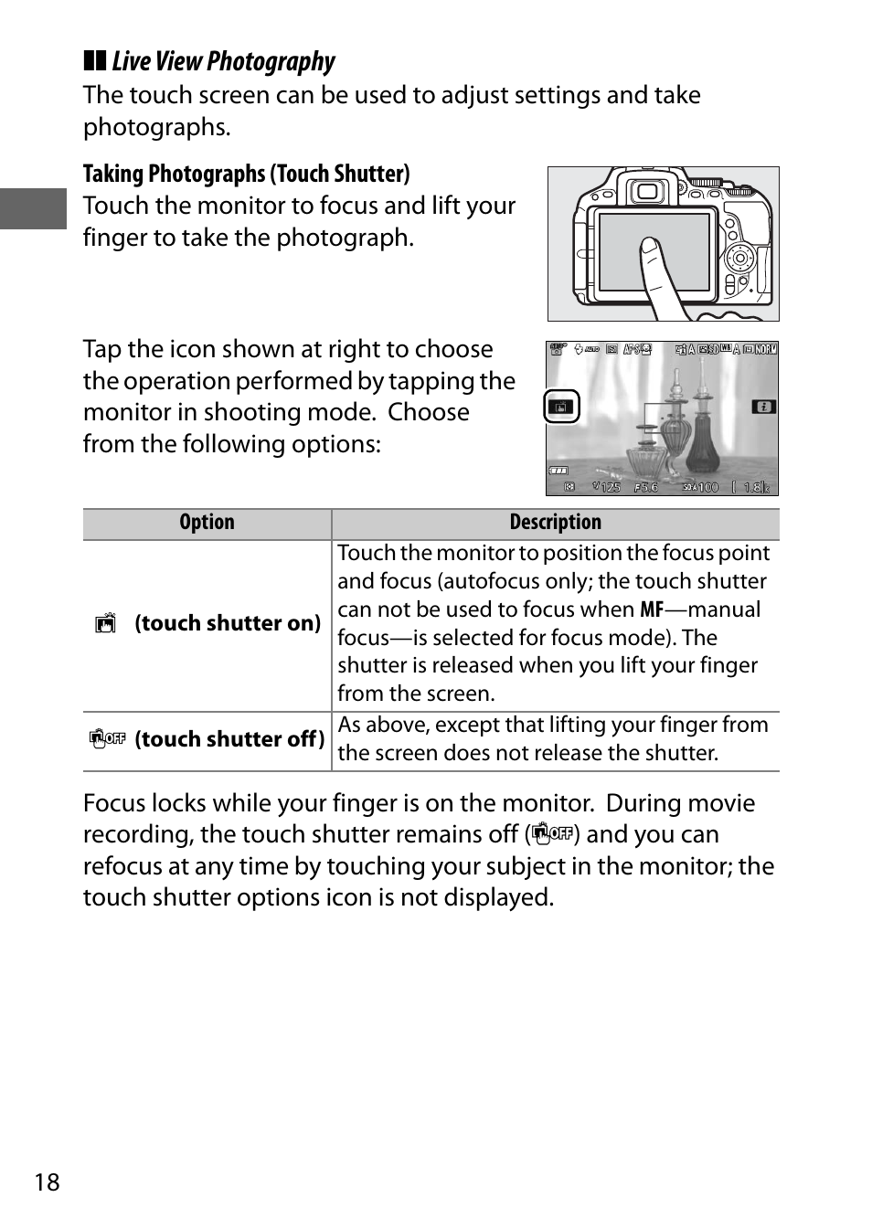 Live view photography | Nikon D5500 User Manual | Page 40 / 156