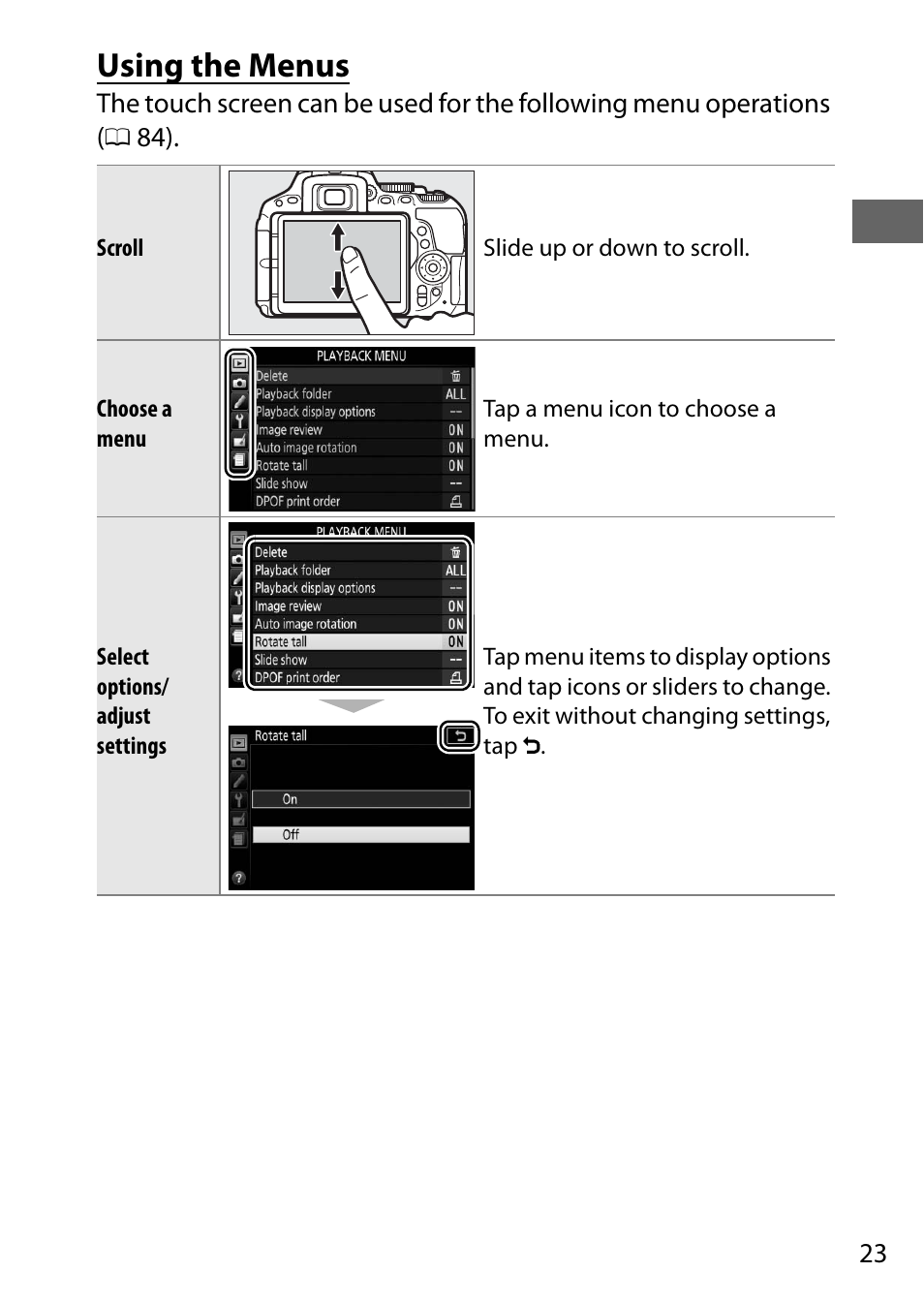 Using the menus | Nikon D5500 User Manual | Page 45 / 156