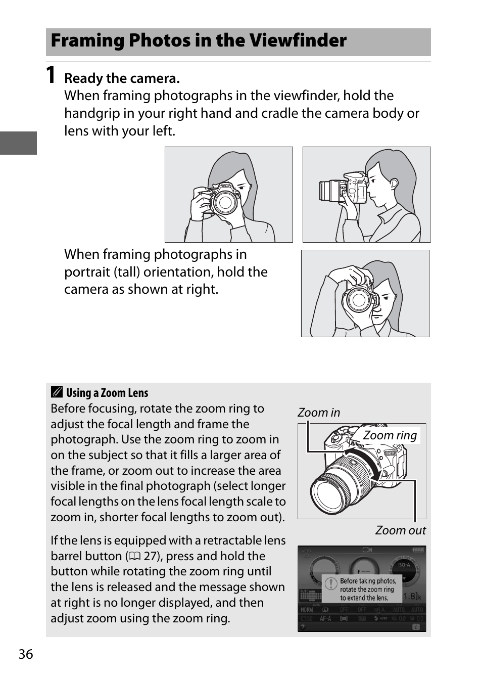 Framing photos in the viewfinder | Nikon D5500 User Manual | Page 58 / 156