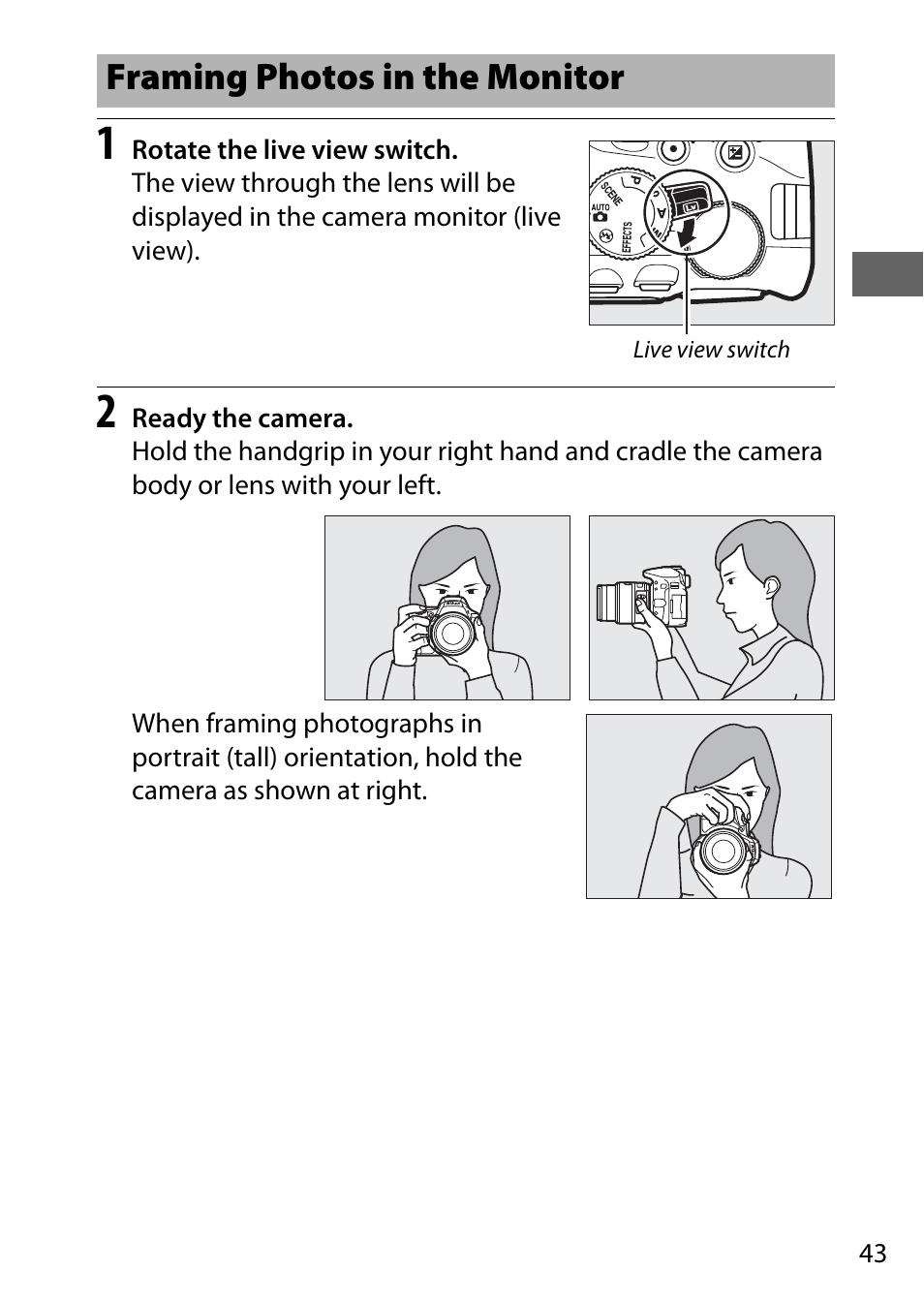 Framing photos in the monitor | Nikon D5500 User Manual | Page 65 / 156